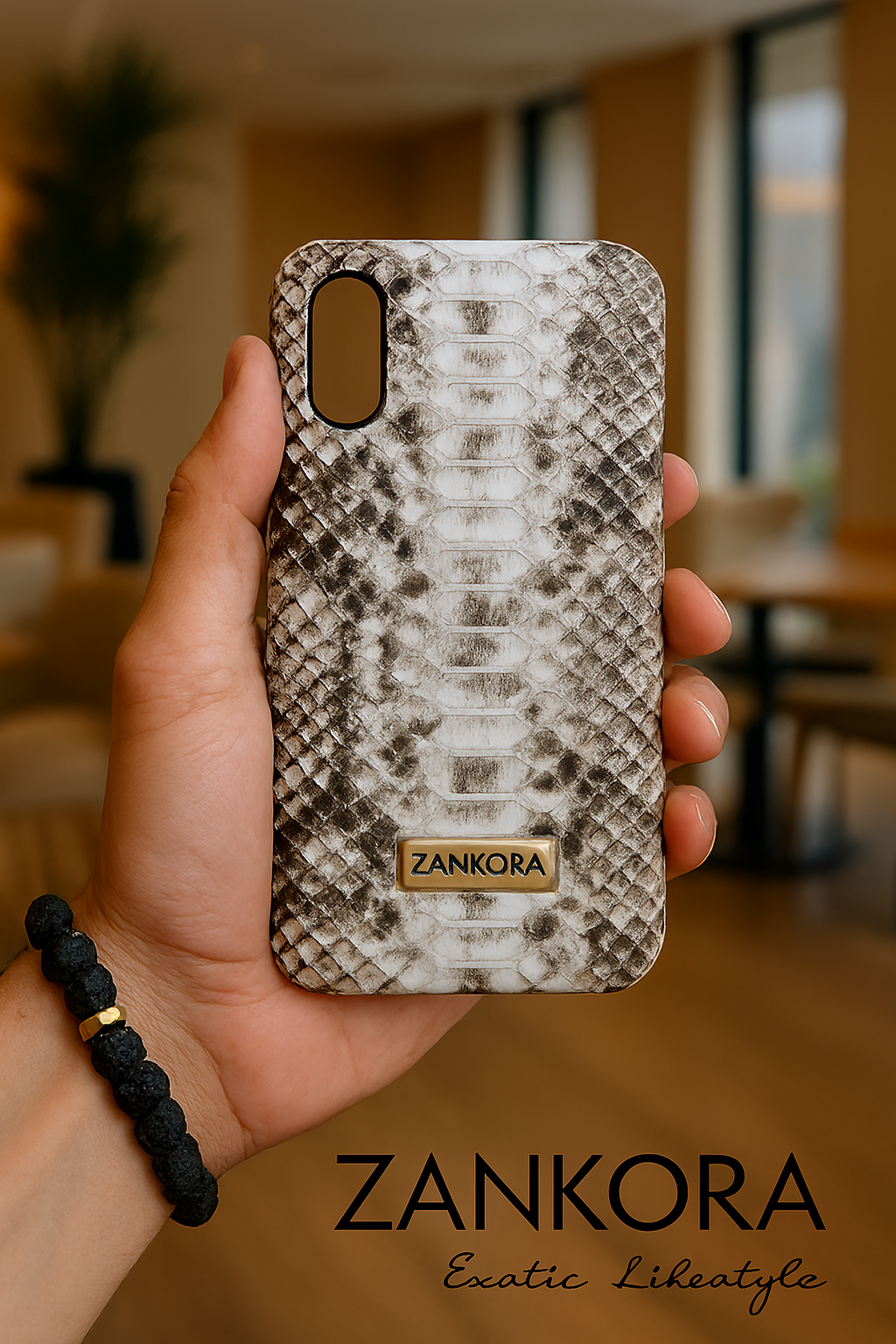 FUNDA / CASE / CARCASA PARA CELULAR EN PIEL / CUERO EXÓTIC DE SERPIENTE PITÓN CORTE BACK (LOMO) - FQA012K