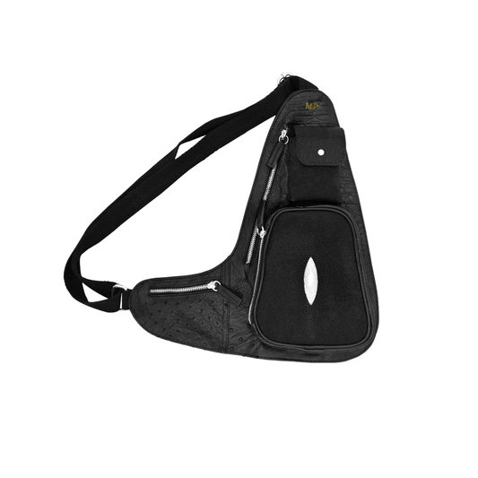 PECHERA PARA CABALLERO EN PIEL EXÓTICA DE MANTARRAYA CON GRANO DE AVESTRUZ - PCH591G