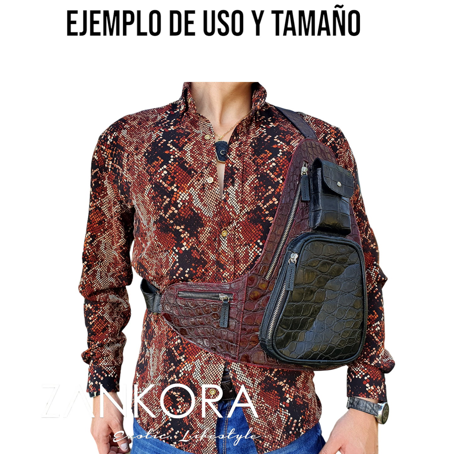 PECHERA PARA CABALLERO EN PIEL EXÓTICA DE MANTARRAYA AZUL - PCH184A