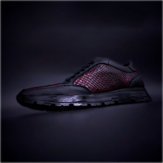 SNEAKERS DE SERPIENTE PITÓN ROJO CON SUELA SPORT TR NERO - SPN149P