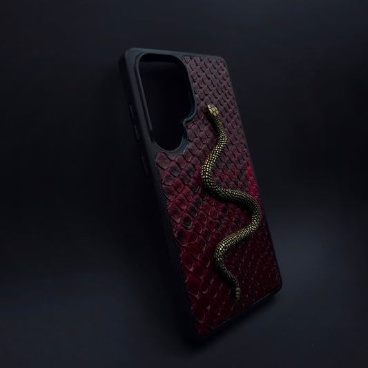 FUNDA / CASE / CARCASA PARA CELULAR EN PIEL / CUERO EXÓTIC DE SERPIENTE PITÓN CORTE BELLY (PANZA) + DIJE Ó HERRAJE- RSZ312T