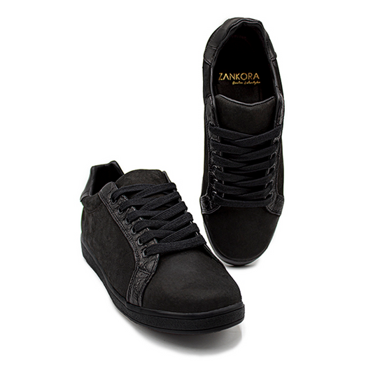 TENIS SNEAKERS DE RES NOBUCK NEGRO Y COCODRILO - NBK948C