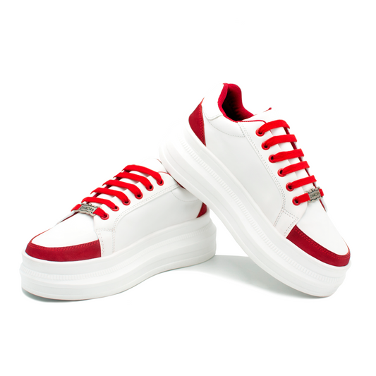 TENIS SNEAKERS EN PIEL GENUINA DE BECERRO ITALIANO CON APLICACIONES DE GAMUZA - DWO0123J