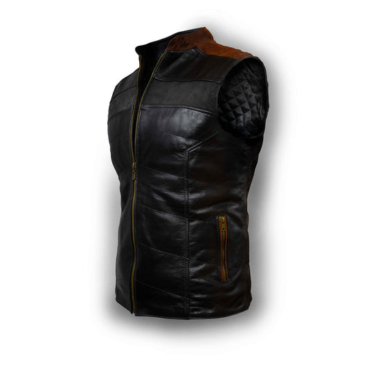 CHALECO EN PIEL DE BORREGO Y NOBUCK - FTW942W