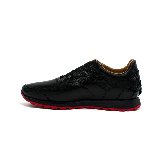 SNEAKERS DE BUFALO DE AGUA CON PIEL GENUINA DE COCODRILO - DHJ890K