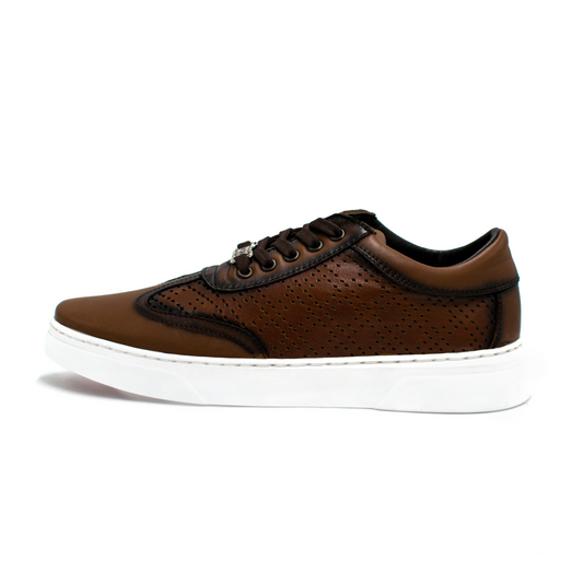 SNEAKERS DE BECERRO ITALIANO CAFÉ SOMBREADO- KOA993O