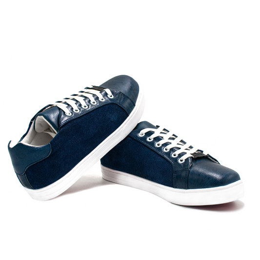 SNEAKERS DE BECERRO ITALIANO CON GAMUZA AZUL JHU893I