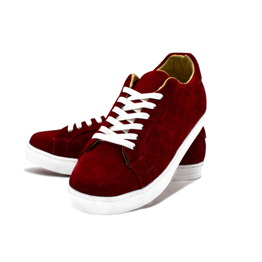 TENIS SNEAKERS DE PIEL GAMUZA ROJO - KOI498O