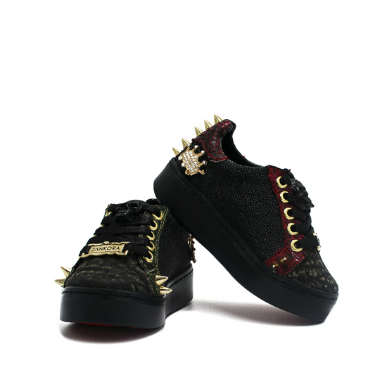 TENIS SNEAKERS EN PIEL GENUINA DE MANTARRAYA, ELEFANTE Y PITÓN CON ESTOPEROLES (PARA NIÑO) - HJU873JH