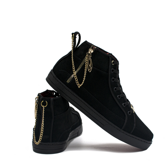 BOTINES EN PIEL DE GAMUZA CON CADENA DE CLAVO - JHG786