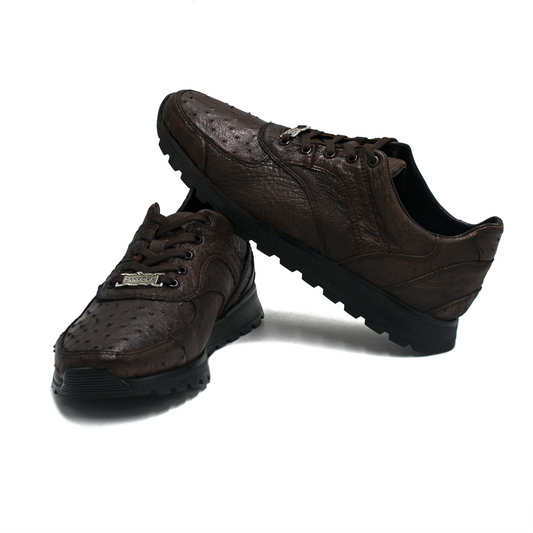 TENIS SNEAKERS MODELO INVICTUS DE PIEL EXÓTICO DE AVESTRUZ - JUI879JK