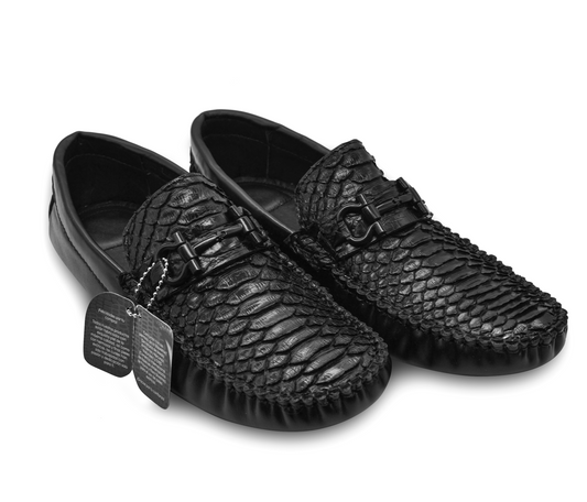 MOCASINES DE SERPIENTE PITÓN NEGRO - AGH384G