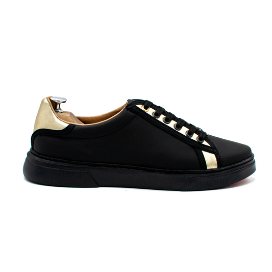 TENIS SNEAKERS YEYETZI DE BECERRO ITALIANO CON APLICACIONES DORADAS - ERO349U