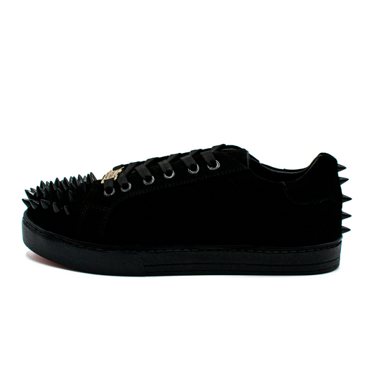 TENIS SNEAKERS EN PIEL DE GAMUZA NEGRA CON ESTOPEROLES - JKS293I